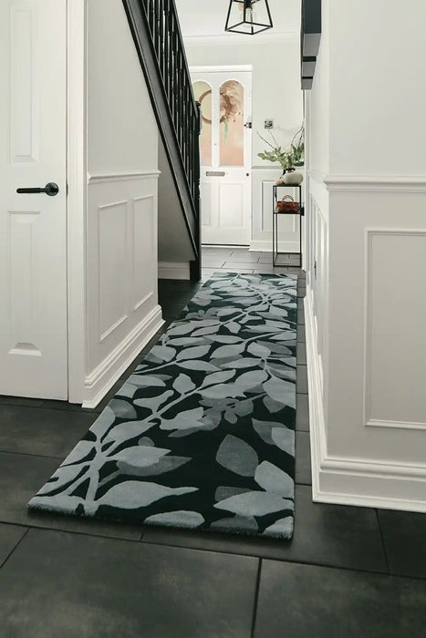 Woven Edge woven edge runners forest c1 dgrey ltgrey Grey Living Room Wool Rug.