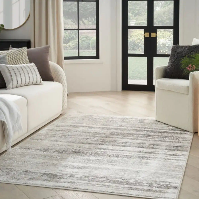 Nourison glitz glz 10 cream grey Grey, Cream Living Room Geometric Rug.