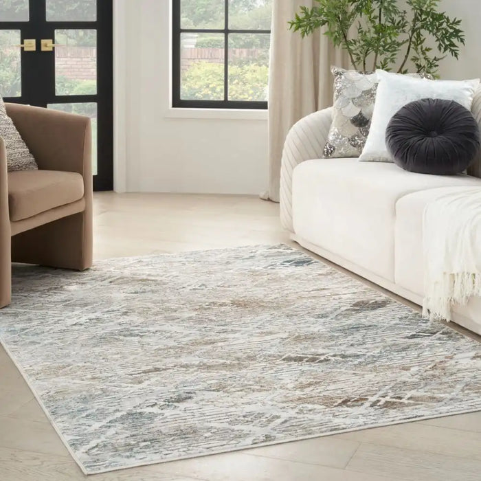 Nourison glitz glz 11 grey Grey Living Room Geometric Rug.