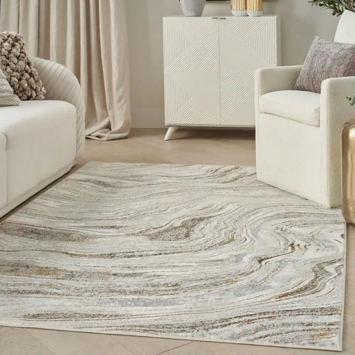 Nourison glitz glz22 grey gold Grey, Yellow Living Room Geometric Rug.