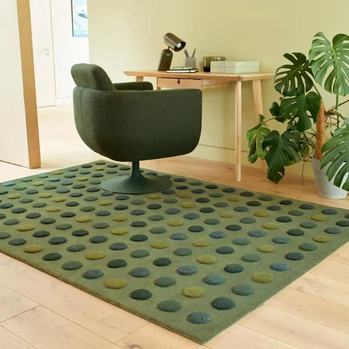 Asiatic dotty green Green Living Room Wool Rug.