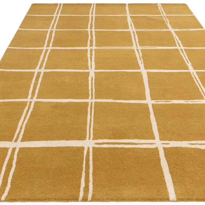 Asiatic albany asiatic grid gold Yellow Living Room Geometric Rug.