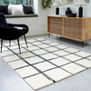 Asiatic albany asiatic grid monochrome Black, Ivory Living Room Geometric Rug.