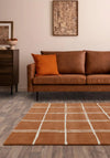 Asiatic albany asiatic grid rust Orange Living Room Geometric Rug.