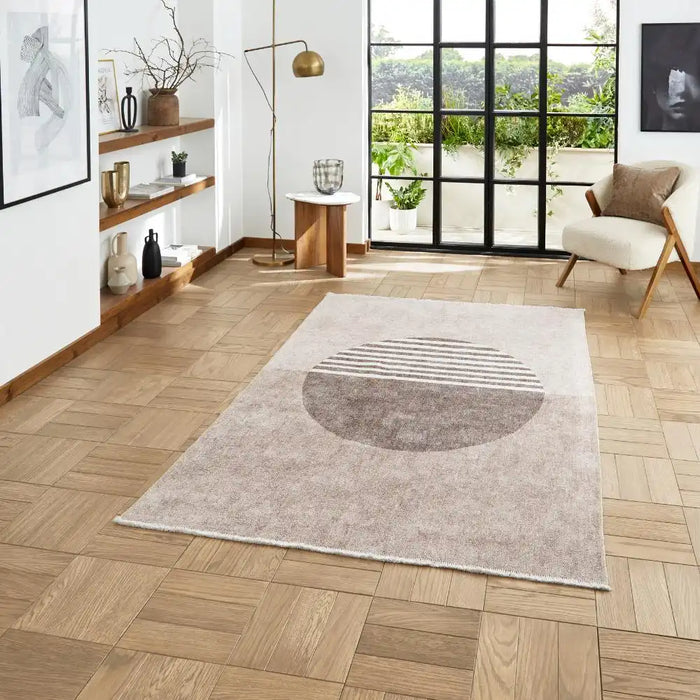 Think Rugs whisper think washable h1067 beige Beige Living Room Washable Rug.