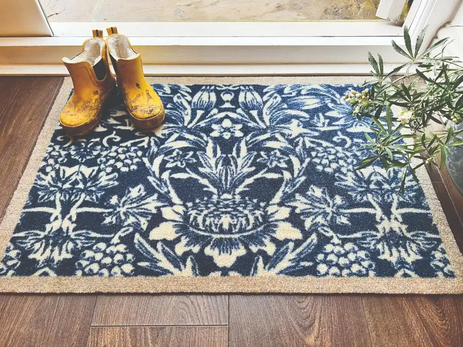 My Mats nylon indoor heritage blue Blue Kitchen Washable Rug.