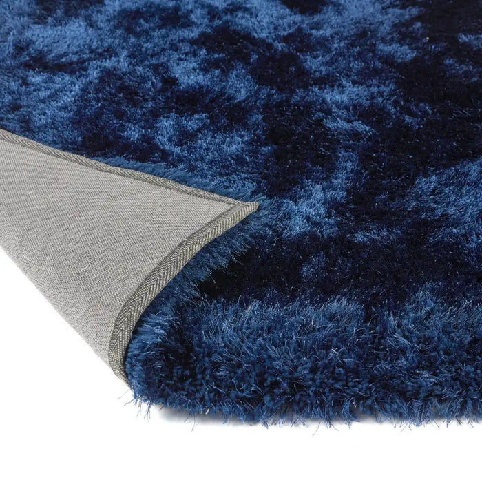 Origins shimmer border indigo Blue Living Room Shaggy Rug.