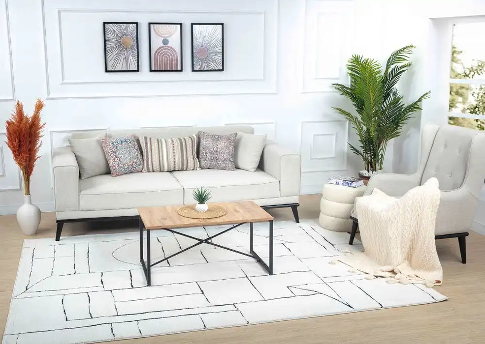 Surya feu lisa 2307 white Black, Ivory Living Room Rug.