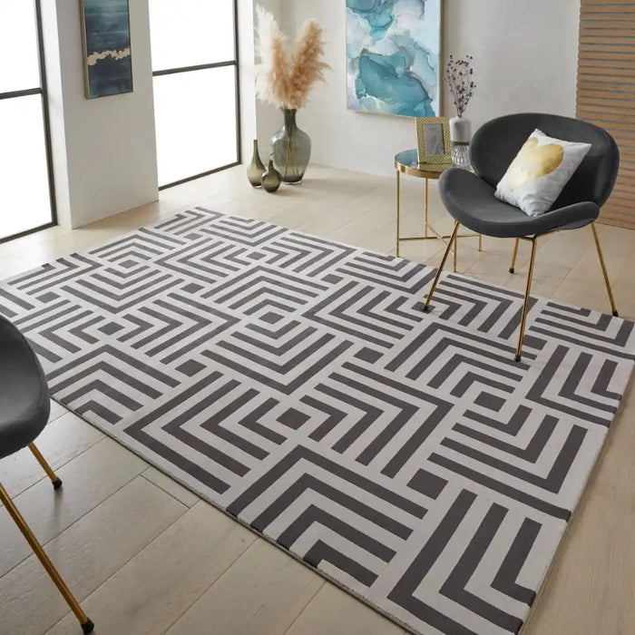 Concept Looms lugano lug01 light grey anthracite Grey Living Room Geometric Rug.