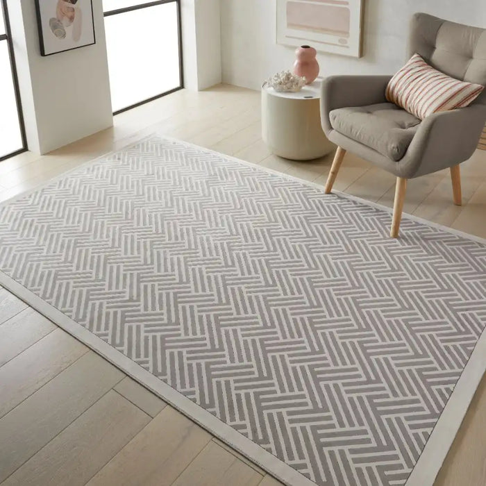 Concept Looms lugano lug03 light grey ivory Grey, Ivory Living Room Geometric Rug.