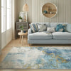 Concept Looms lux washable lux04 blue gold Blue, Yellow Living Room Washable Rug.