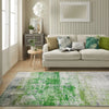 Concept Looms lux washable lux08 ivory green Green, Ivory Living Room Washable Rug.