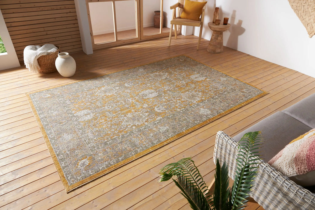 Nouristan cairo luxor gold Yellow Living Room Moroccan Rug.