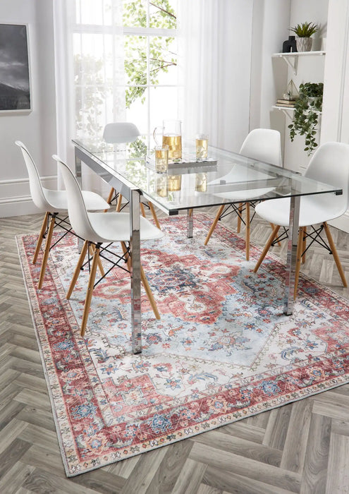 Origins washable soho marrakesh multi Multicoloured, Red Living Room Geometric Rug.
