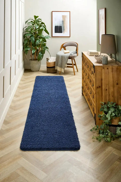 My Mats buddy midnight blue Blue, Navy Living Room Shaggy Rug.