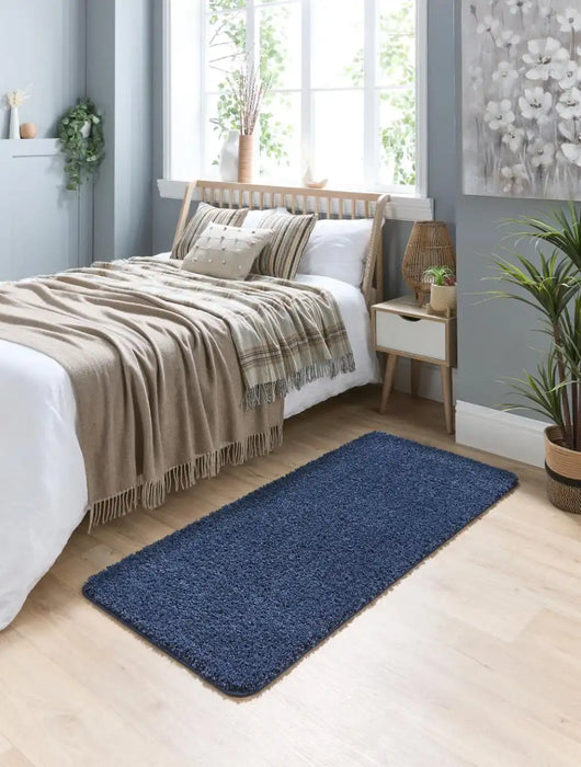 My Mats buddy midnight blue Blue, Navy Living Room Shaggy Rug.