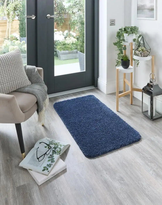 My Mats buddy midnight blue Blue, Navy Living Room Shaggy Rug.