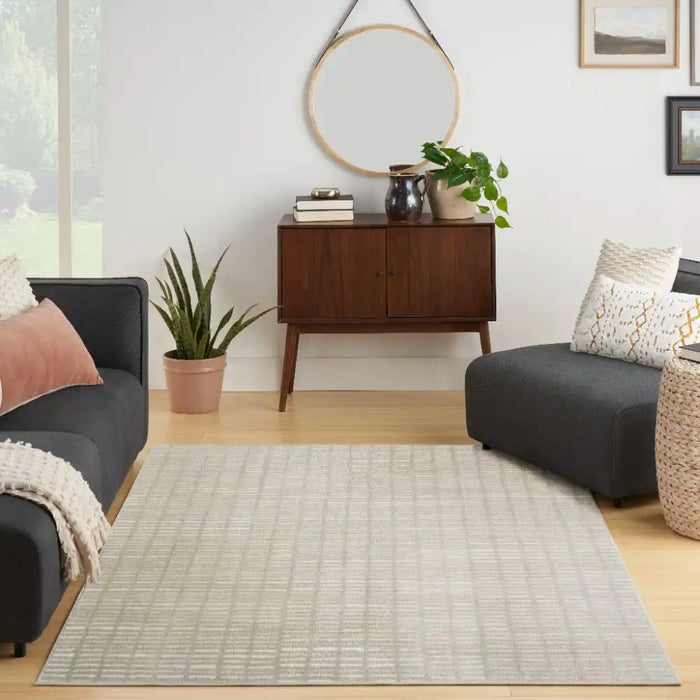 Nourison modern comfort mnc03 grey ivory Grey, Ivory Living Room Rug.