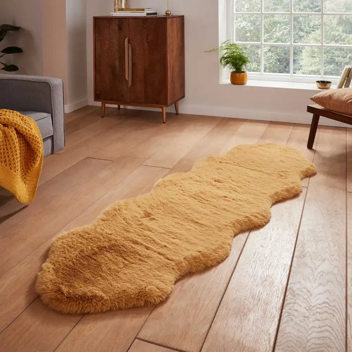 Think Rugs super teddy sheepskin mustard Yellow Living Room Shaggy Rug.