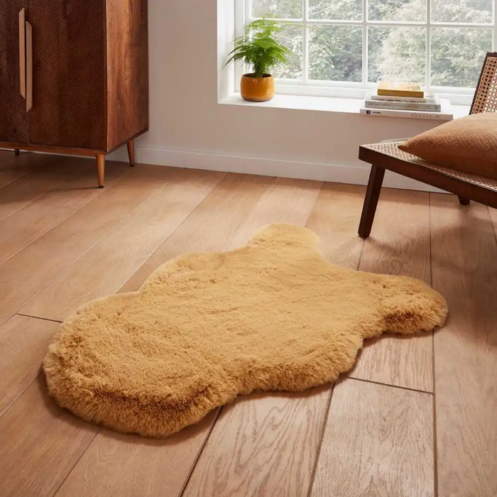 Think Rugs super teddy sheepskin mustard Yellow Living Room Shaggy Rug.