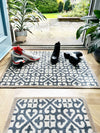 My Mats nylon indoor my harlequin tile blue Blue, Ivory Kitchen  Washable Rug.