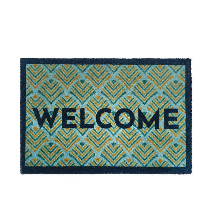 My Mats nylon indoor my welcome Green Kitchen Washable Rug.