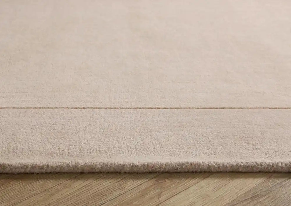 Origins borders natural Beige Living Room Wool Rug.