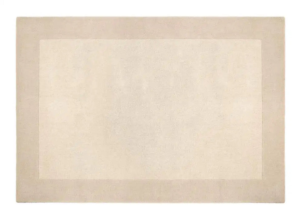 Origins borders natural Beige Living Room Wool Rug.