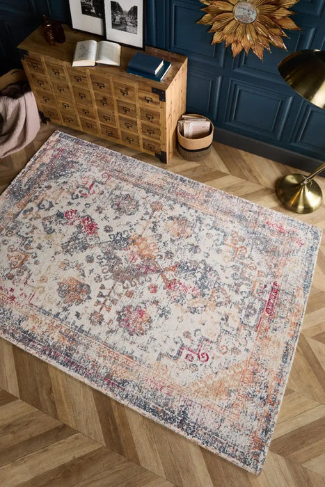 Origins vogue navy rust Blue, Orange, Navy Living Room Rug.
