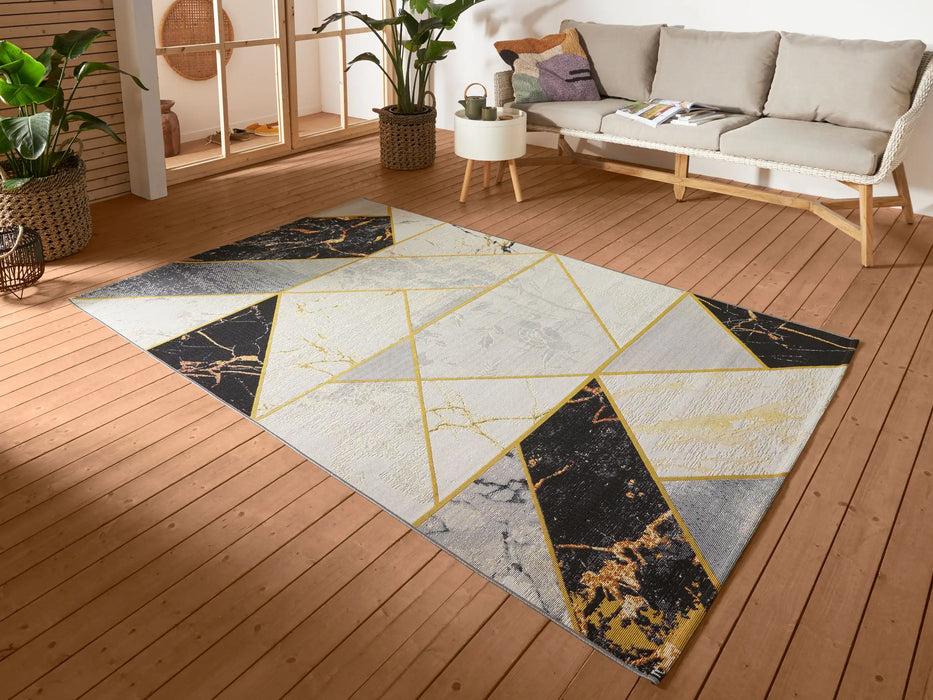 Hanse Home flair noble Grey, Yellow, Black, Multicoloured Living Room Floral Rug.