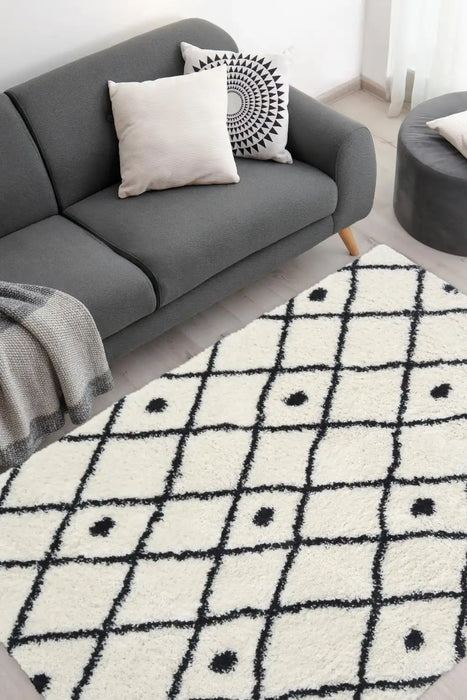 Homemaker snug melrose nomadic white Black, Ivory Living Room Geometric Rug.