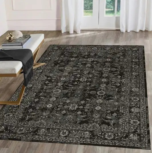 Likewise Matting silk road washable nuza Grey Living Room Washable Rug.