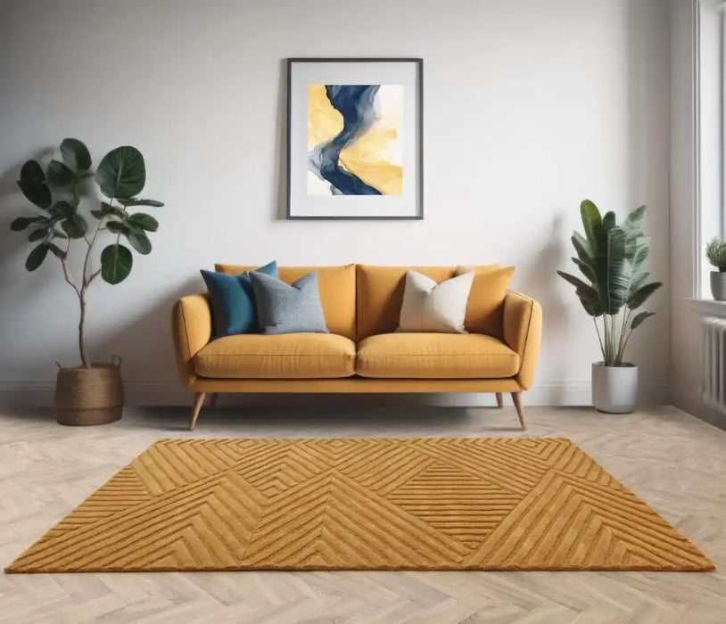 Asiatic hague ochre Yellow Living Room Wool Rug.
