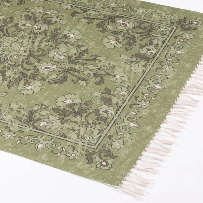 Esselle kew antique indoor outdoors olive Green Living Room Washable Rug.