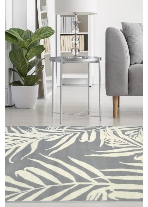 Homemaker maestro organic leaf grey Grey Living Room Rug.