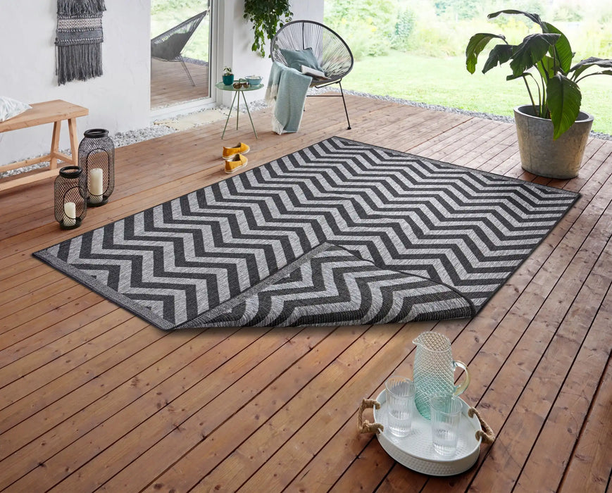 NorthRugs twin supreme palma night silver Grey Living Room Striped Rug.