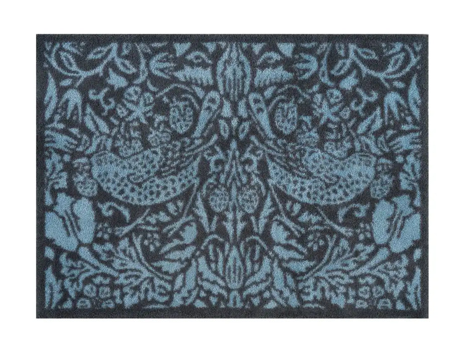 Turtle Mat morris and co pure strawberry thief blue Blue Outdoor Washable Rug.
