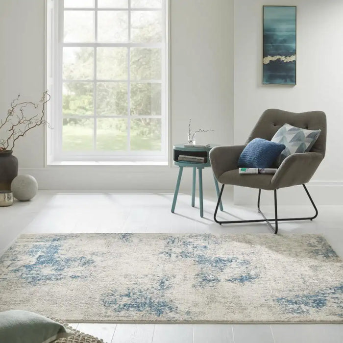 Concept Looms rossa succession ros03 ivory blue Blue, Ivory Living Room  Rug.