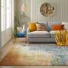 Nourison rossa ros13 light blue gold Blue, Multicoloured, Orange Living Room  Rug.