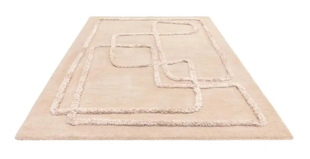 Asiatic infinity sand Beige Living Room Wool Rug.