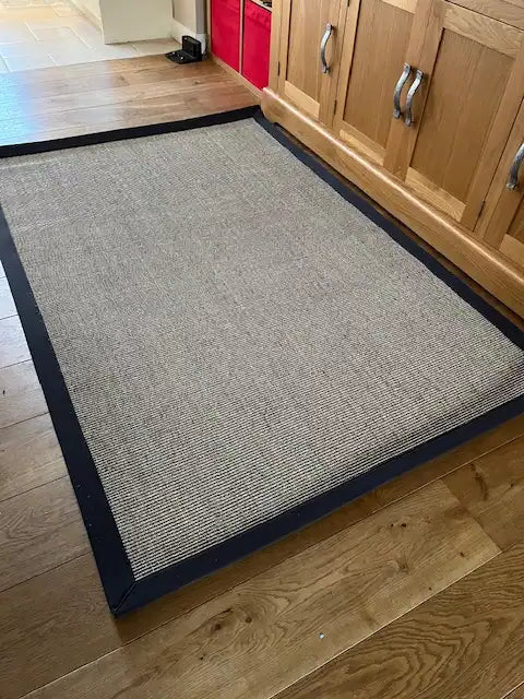 Sisal Rugs boucle sisal spice with charcoal border Grey, Multicoloured Kitchen  Natural Fibre Rug.