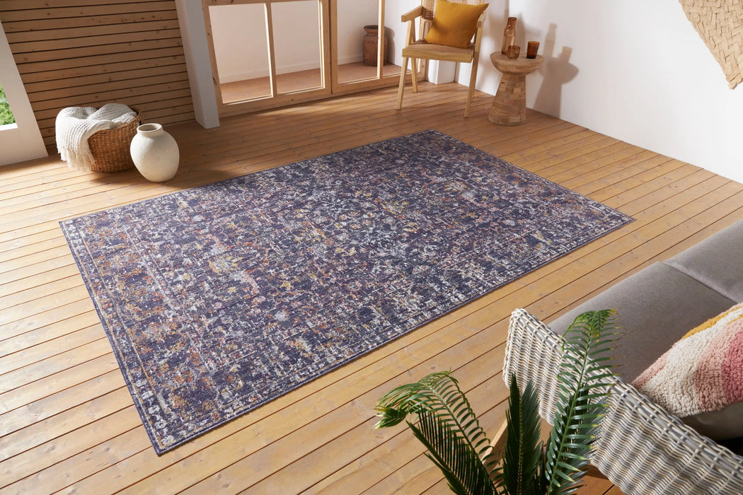 Nouristan cairo sues grey multi Blue, Multicoloured Living Room Moroccan Rug.
