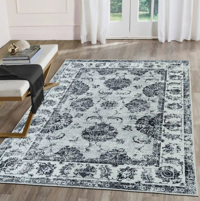 Likewise Matting silk road washable sulus Grey Living Room Washable Rug.