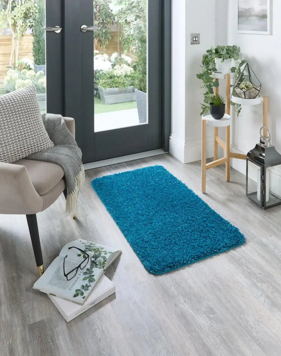 My Mats buddy teal Blue, Teal Living Room Shaggy Rug.