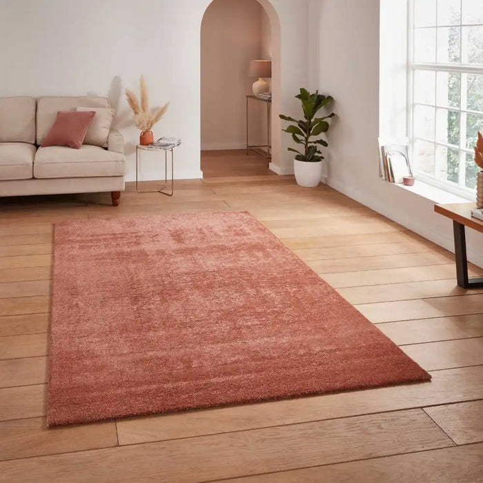 Think Rugs cove terracotta Orange Living Room Shaggy Rug.