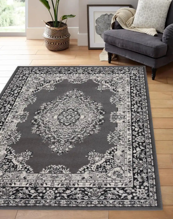 Homemaker maestro traditional grey Grey Living Room Rug.