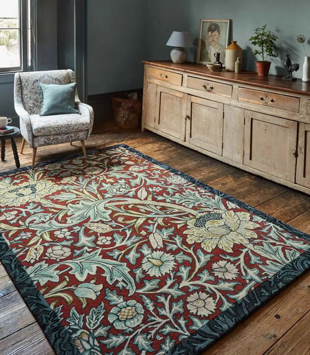Morris & Co morris and co trent madder red webbs blue 127510 Multicoloured Living Room Wool Rug.