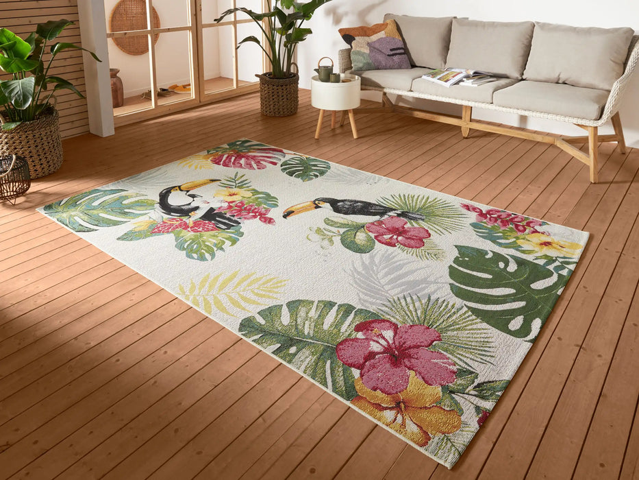 Hanse Home flair tropical dream cream Multicoloured, Cream Living Room Floral Rug.