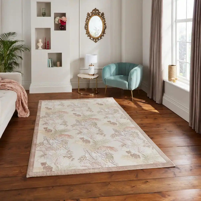Think Rugs laurence llewelyn bowen tropicana bronze Brown, Beige Living Room Floral Rug.