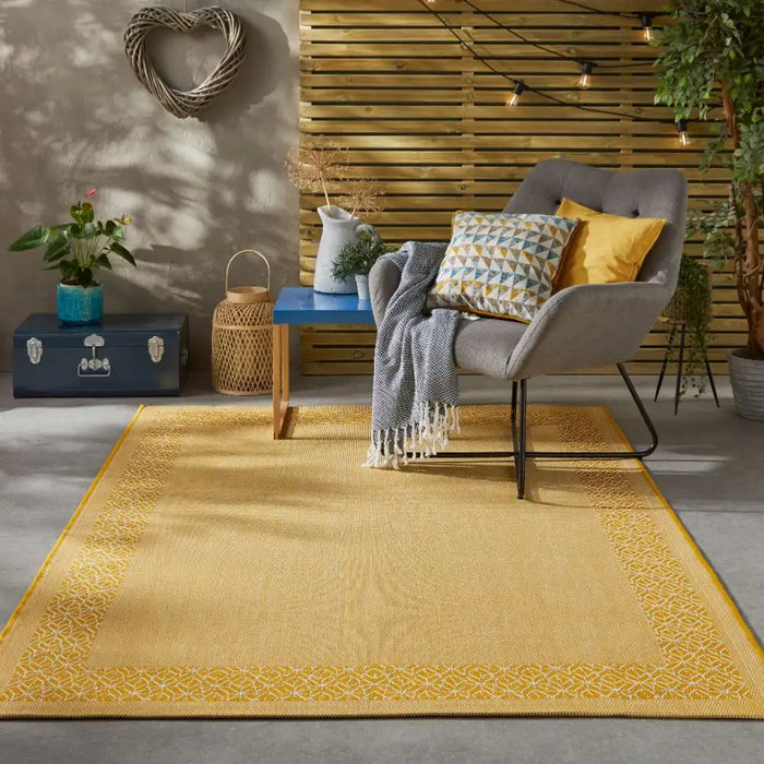 Nourison terrazo trz01 yellow Yellow Outdoor Flat Weave Rug.